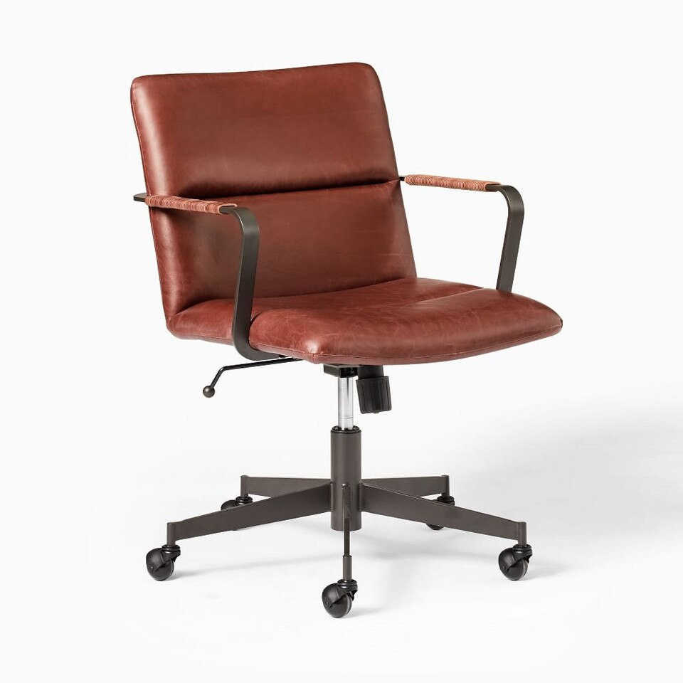 Cooper MidCentury Leather Swivel Office Chair west elm United Kingdom